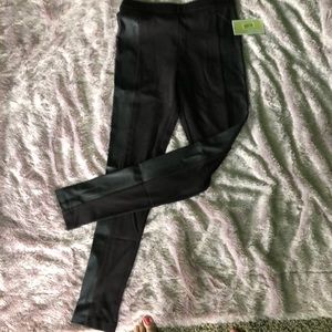 NWT brown leggings with faux leather detail